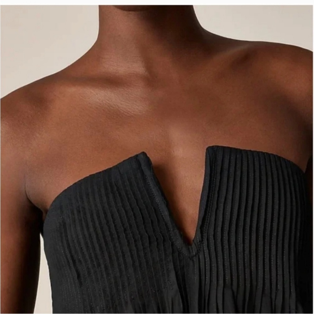 NWT J Crew Strapless Notched Pleated Maxi Dress - Picture 2 of 9